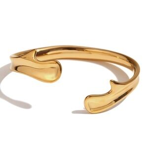 18K Gold Plated Open Bangle Cuff*Abstract Minimalist High Gloss Design*JD